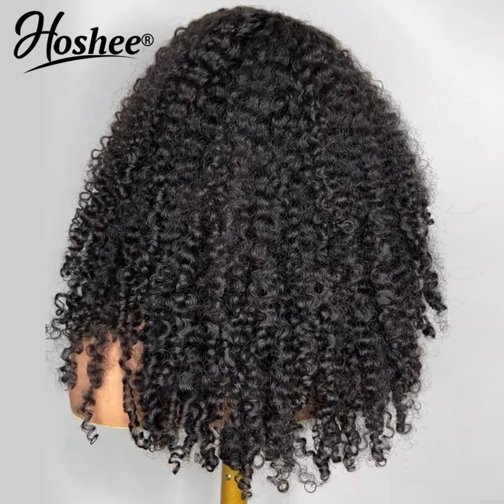 Burmese Curly 13x6 Lace Frontal Human Hair Wigs For Women Jerry Curly Wig With Bang Pre Plucked 4x4 Lace Closure Wig 250% Remy