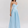Mozision schulterfreies, rückenfreies, plissiertes Maxikleid für Damen, modisch, trägerlos, ärmellos, hohe Taille, eng anliegend, sexy, langes Kleid