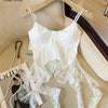 SINGREINY Summer Irregular Sexy Camisole French Style Sleeveless Sheath Camis 2025 Women Lace Spliced Solid Streetwear Camis
