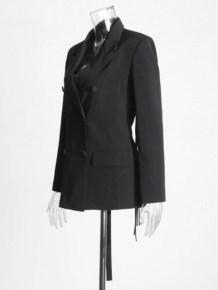 TWOTWINSTYLE Patchwork-Diamanten rückenfreier Blazer für Damen mit gekerbtem Kragen, langen Ärmeln, gespleißten Knöpfen, schickem Damen-Stil