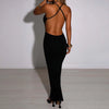 European and American women's summer strappy sexy buttocks tight solid color dress