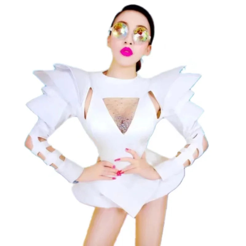 GOGO Dance Bodysuit DJ Leading Dance Rave Clothes Singer Stage Wear New Stage Costumes Women Nightclub Rhinestone Jumpsuit