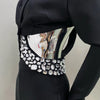 2024 New Arrival Black White Women Long Sleeve Sexy V-Neck Bodycon Bandage Set Shinning Crystal Nightclub Party Women's Set