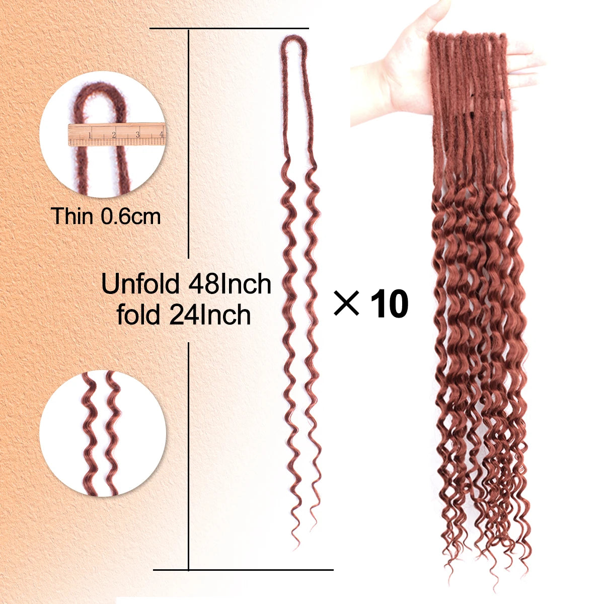 Handgemachte Dreadlocks Haarverlängerungen 24 Zoll Weiche Häkel-Dreadlocks Flechtfrisur Kunsthaar Faux Locs Flechtfrisur für Damen und Herren