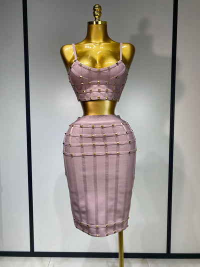 High Quality Women Sexy Luxury Birthday BandageTwo Piece Set Evening Party Prom Gown Celebirty High Street Club Party Outfit