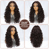 Latisha 13X6 HD Synthetische Spitzenfrontperücke lockig vorgezupfte Lace-Frontal-Perücke mit Pony für Damen, Highlights mit Babyhaar, 24 Zoll
