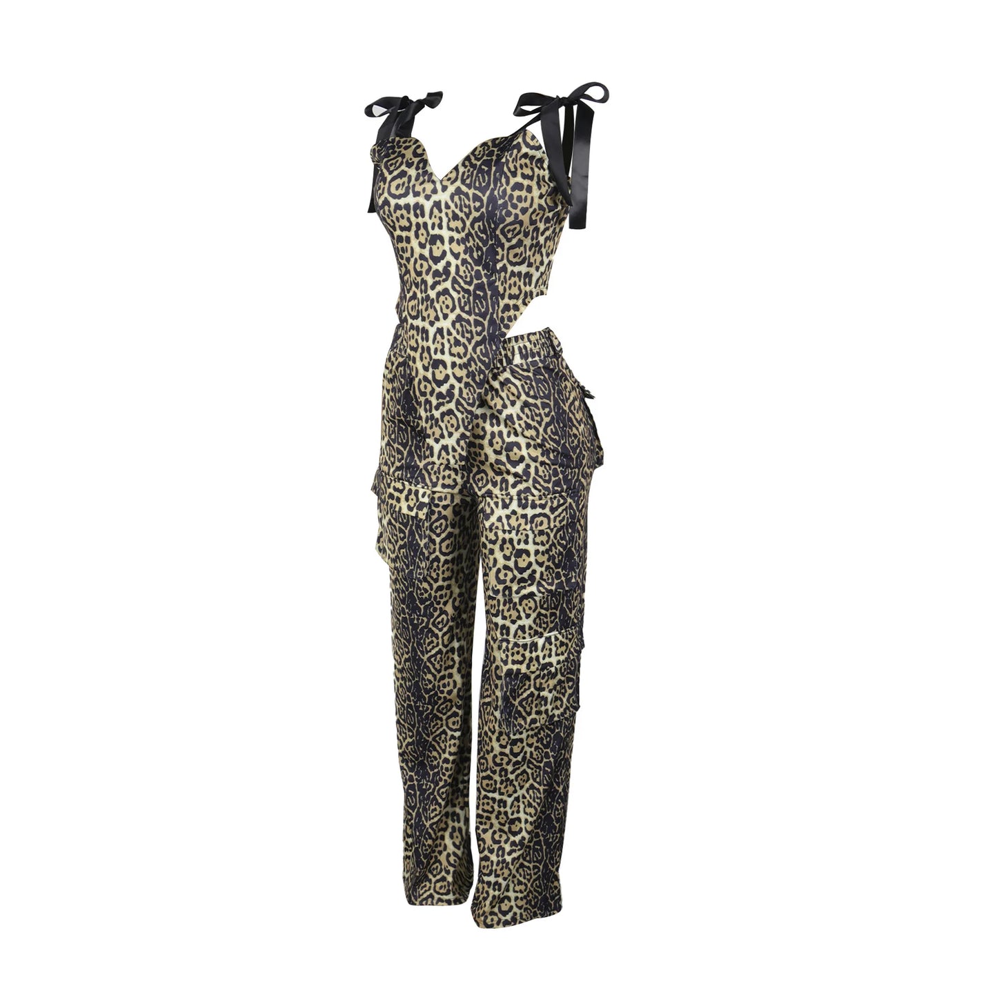 Two Pieces Women Pant Sets Print Matching Set Drawstring Pockets Sleeveless Top Elastic Waist Pants Slim Fit Casual 2026 Spring