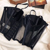 French Ladies Transparent Mesh Corset Sexy Shaper Thin Bra Set Night Club Sweet Cropped Top Girls Hot Bra and Panties Bralette