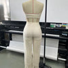 HLJ Casual Crochet Knit Women 2 Piece Outfits Strapless Bandeau Crop Top + Tassel Mesh Wide Leg Pants Matching Streetwear Summer