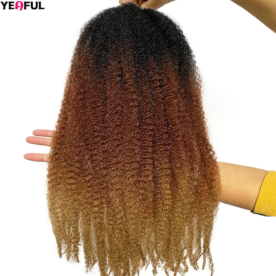 Yeaful 18 Inch Synthetic Marley Twist Braiding Hair Red Black Brown Ginger Bug Blonde #4 Pre Looped Marley Twists Crochet Hair