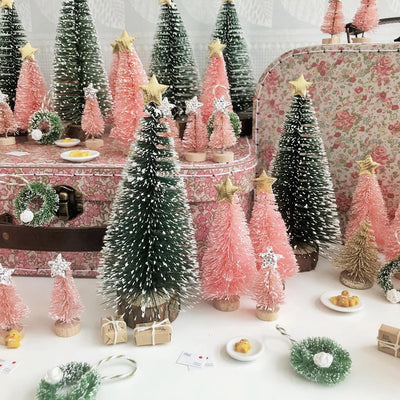 8 Stück Weihnachts-Minibäume, verschiedene Größen, künstliche Glitzerbäume für Weihnachtsdekoration, Ornamente, Noel Party Desktop Dekorationen