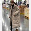 EVNISI Women Zipper Up Pockets Down Coat oversize Loose Coat Turtleneck Thicken Long Coat Women Casual Parkas 2024 Autumn Winter