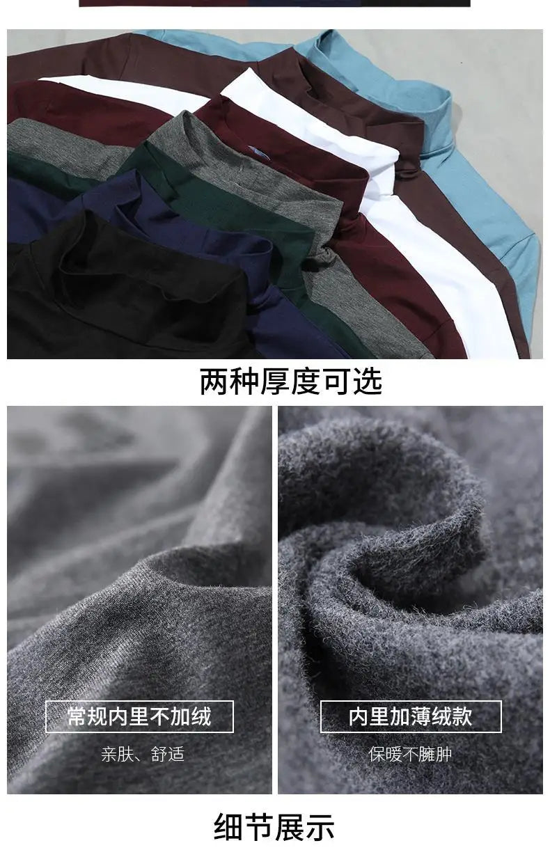Men's Modal High Neck Short Sleeve T-Shirt Bottoming Shirt Silk Model Golf Wear Luxury Clothing Men's T-Shirt Bottoming Shirt