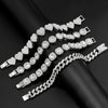 Iced Out Pink Cuban Armband für Frauen Hip Hop Gold Silber Farbe Kristall Herz Kreis Quadrat Armband 4Pcs Set Schmuck Geschenk