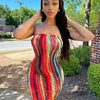 Spring/Summer Women's Colorful Tie Dye Print Off Shoulder Wrapped Chest Dress