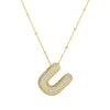 Cubic Zirconia Gold Plated  Bubble Alphabet Letter Necklace Monogram Necklace Balloon Initial Necklace Gifts for Women Girls