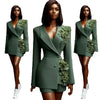 Green Formal Women Suit Set 2 Piece Blazer+Short Pants 3D Flower Office Business Lady Cotton Jacket Coat Customized Prom Outfit