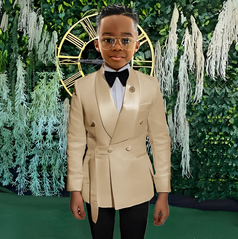Boys Yellow Jacket 2 Piece Set Wedding Kids Blazer Pants Double Breasted Design Custom 2-16 Years Old Slim Fit Boys Suit