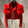 GO BALLISTIC YA Women Leather Jacket With Fur Sleeve Fashion Ladies Crop Jacket
