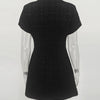 Talenza Women's Elegant Tweed A-Line Dress Solid Slim Fit Y2k Short Sleeve Dress Retro O-Neck Patchwork Luxury Evening Dress