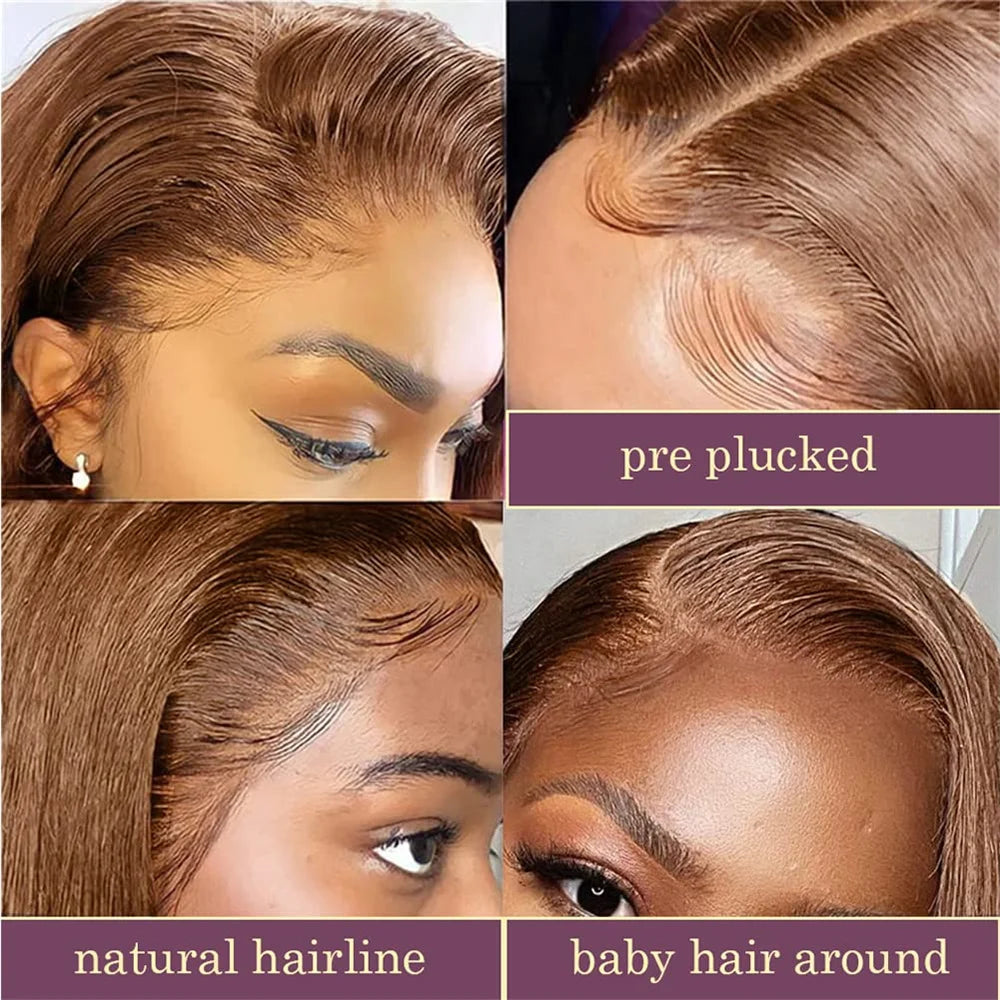 Chocolate Brown Straight Bob Wigs 13x4 Lace Frontal Human Hair Bob Wigs Short Bob Transparent Lace Front Virgin Wigs For Women