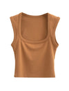 Deep Square Collar Vests 2025 Summer New Fashion Sexy Women's Crop Tops Sling Vest Camis