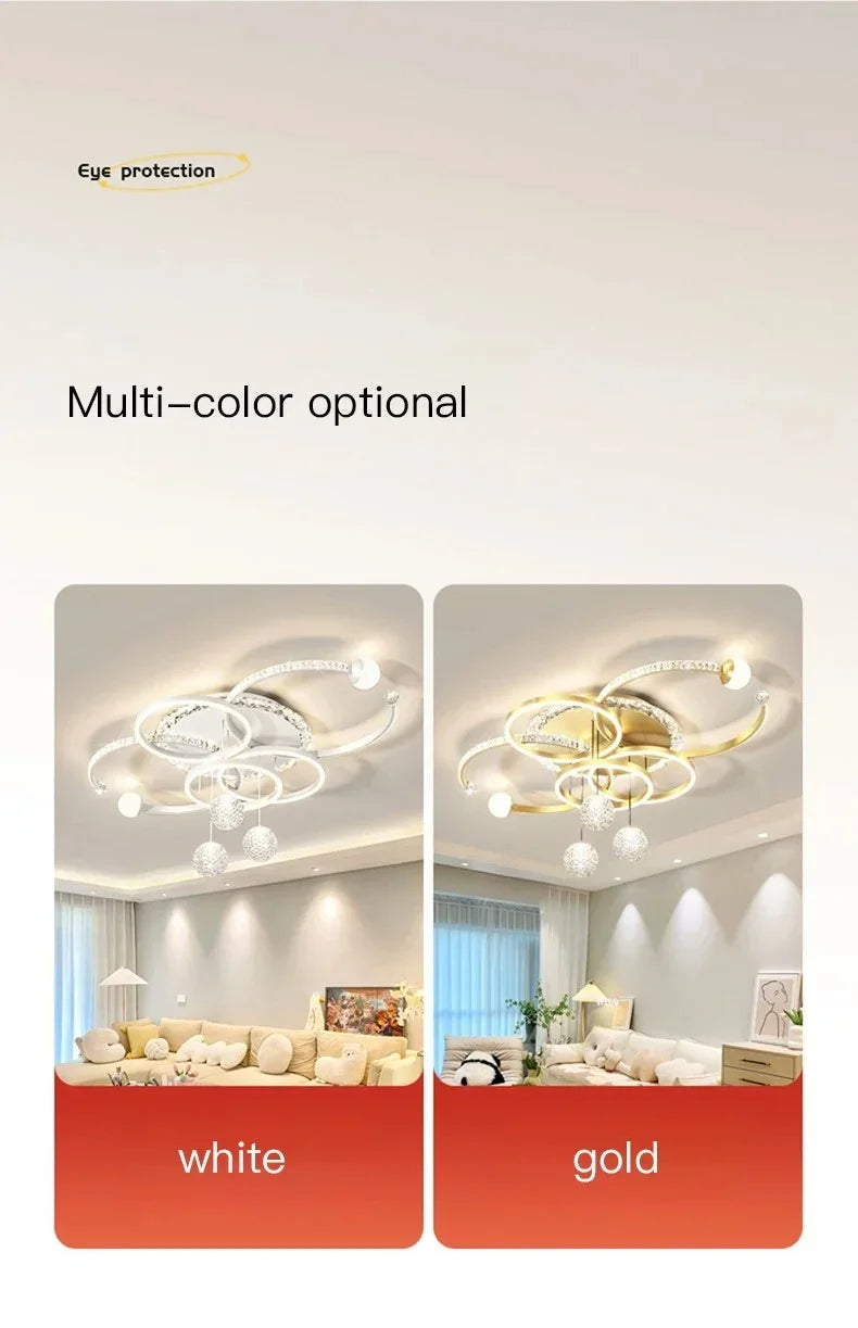 Moderne minimalistische LED-Deckenleuchte, personalisierte kreative Ring-Wohnzimmerleuchten, goldene Atmosphäre, Schlafzimmer-Arbeitszimmer-Kronleuchter