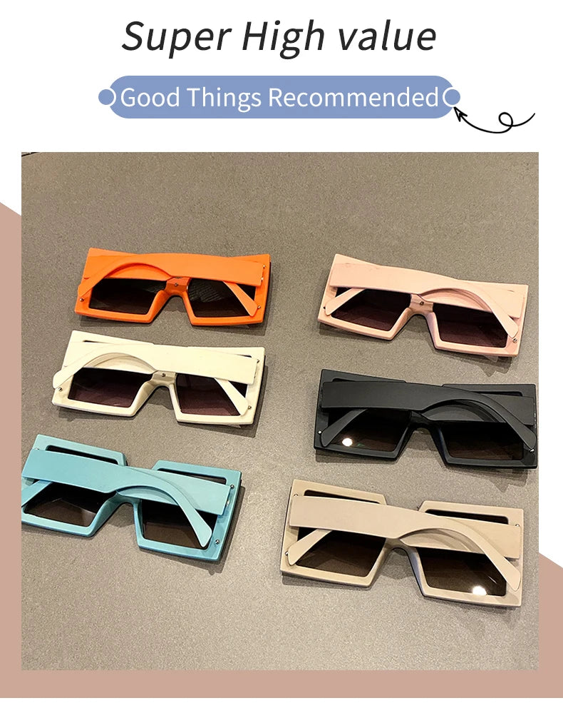 KAMMPT Quadratische Oversize-Sonnenbrille Unisex Trendige Verlaufs-Goggle Luxusmarken-Design Sonnenbrille