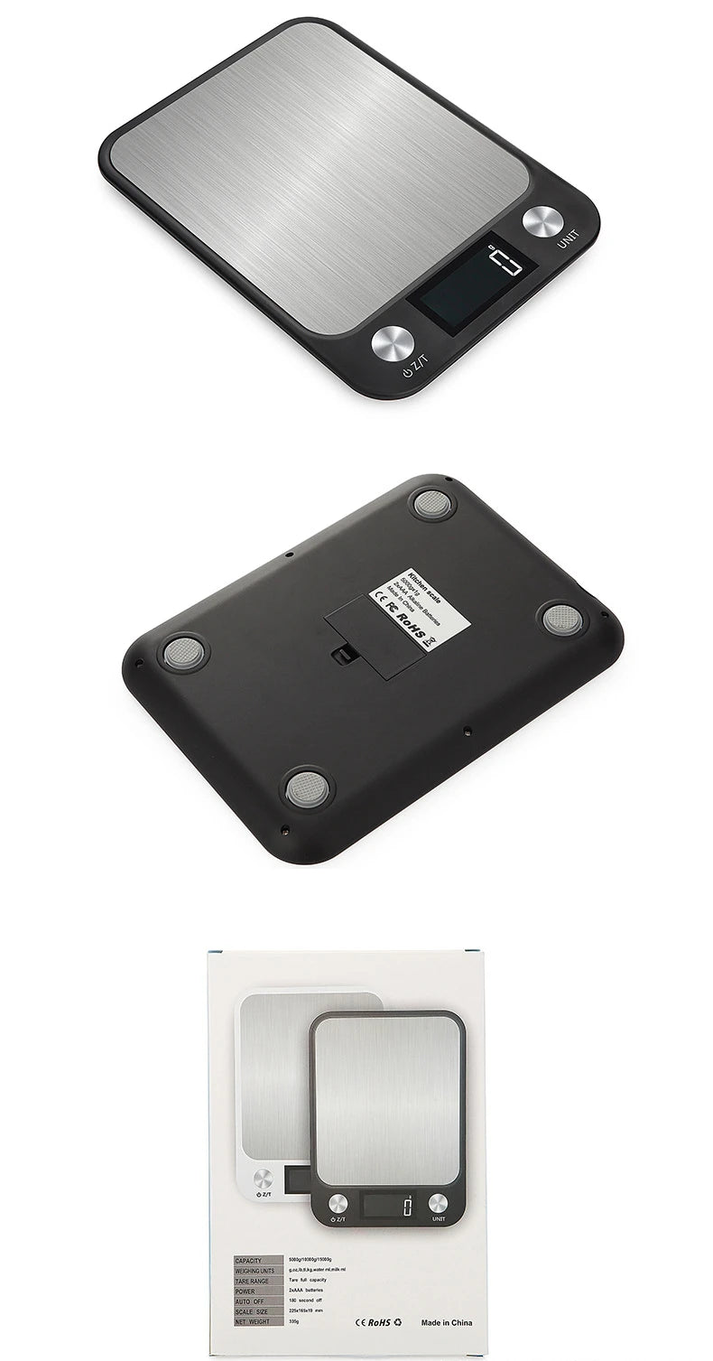 Hd LCD Digital Display Stainless Steel Kitchen Scale,dustproof and Waterproof,automatic Shutdown,unit:g,oz,lb,tl,accuracy 1g