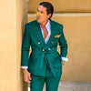 Green Men Suits Slim Fit Double Breasted Shawl Lapel Formal Wedding Tuxedo Set  Traje Americana Hombre  2PCS