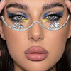 Fashion Double Heart Glasses Frames Rhinestone Designer Luxury 2024 Face Accessories Jewelry for Cosplays Y2k Dance for Women