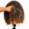 Ombre Brown Wear Go Human Hair Wigs Pre-Styled Layered Cut Kinky Curly Wig HD 7x5 Glueless Pre-Cut Wig for Quick Installation