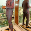 Men's Jacquard 2 Piece Suits Slim Fit Double Breasted Suit Jacket Pants Set Casual Wedding Casual Business