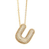 FLOLA Chunky Clear Crystal Initial Necklaces For Women Bubble Letter Necklace Custom Name Jewelry Birthday Gifts nkeb798