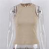 Ribbed Knitted Tops Neck Summer Basic Shirts White Black Casual Sport Vest Off Shoulder Green Women's Tank Top