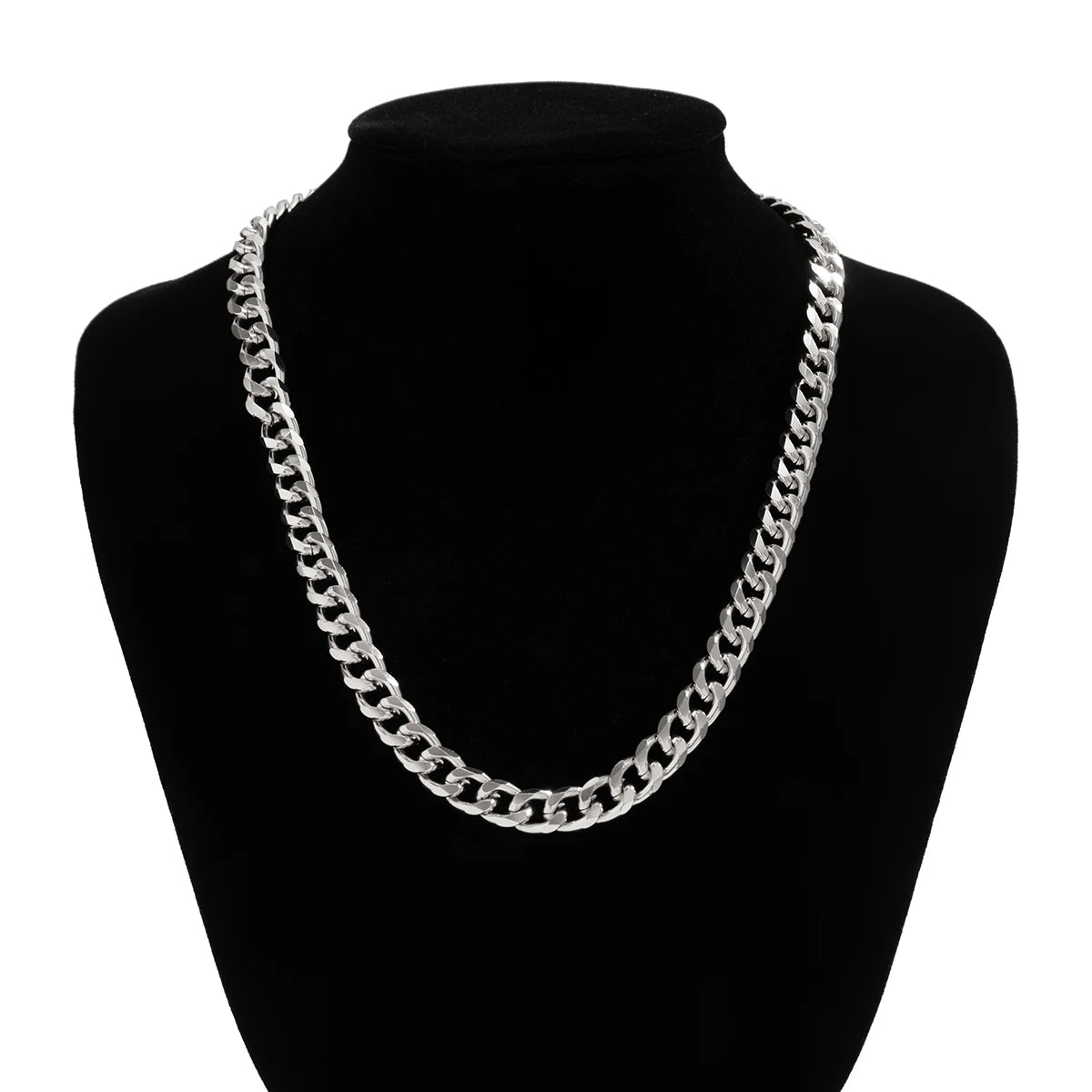 KunJoe Simple Cuban Chain Necklace for Men Gold Color/Black Metal Aluminium Chain On The Neck Choker Jewelry Party Male DIY Gift