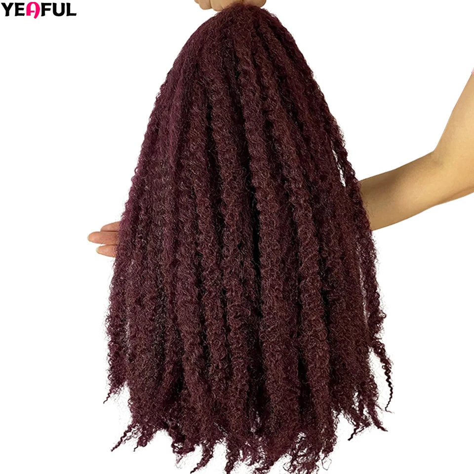 Yeaful 18 Inch Synthetic Marley Twist Braiding Hair Red Black Brown Ginger Bug Blonde #4 Pre Looped Marley Twists Crochet Hair