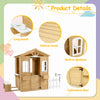 LZBEITEM Wooden Playhouse for Kids Outdoor with Working Door, Windows, Mailbox, Bench, Flowers Pot Holder, 39" x 38" x 55.5"