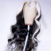 Charisma Black Wigs White Highlight Kunsthaarperücke Vorgezupfte Kunsthaar-Spitzenperücken Für Frauen Loose Wave Lace Frontal Perücke