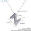 MHS.SUN Hochwertige Bubble Initialenkette Buchstabe A-Z Silberfarbene Zirkon 26 Initialen Ballon Anhänger für Damen Herren Schmuck