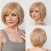 Brown Blonde Mixed Ombre Human Hair Lace Front Wigs Short Wavy Bob Hair Glolden Blonde Remy Human Hair Wig for White Women Daily