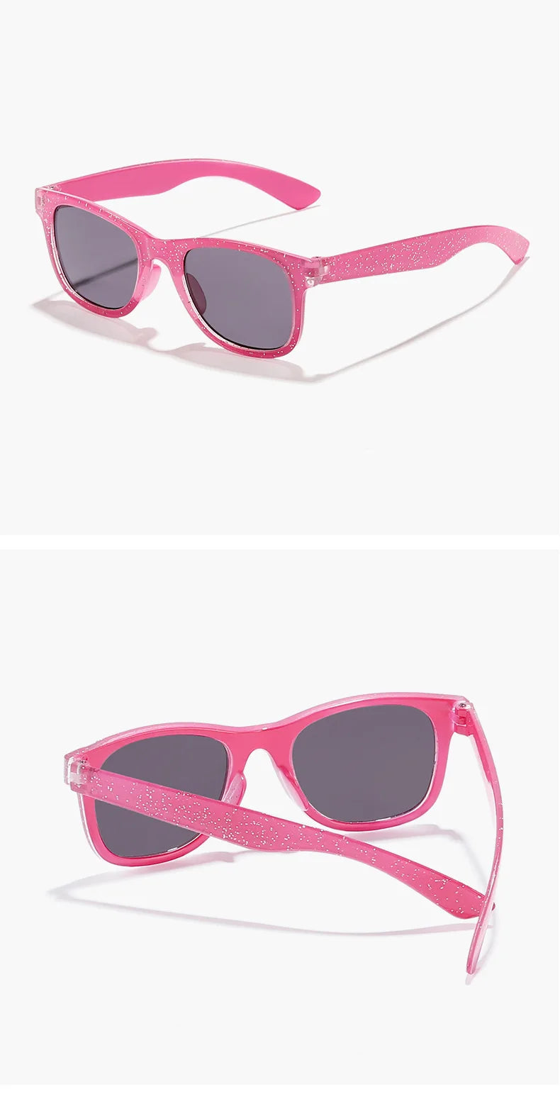 2024 Neue trendige coole bunte glänzende quadratische Sonnenbrille für Kinder Mädchen Trendige modische süße Sonnenbrille Kinderbrille