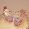 Girls Leather Shoes High Heeled for Wedding Party Glitter Rhinestone with Bow-knot Kids Dress High Heels Pendant Bling Sparkling