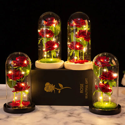LED Galaxy Drei künstliche Rosen, Hochzeitsdekoration, kreatives Valentinstags- und Muttertagsgeschenk ohne Batterie 1 Stück