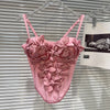 DEAT Fashion New Items Three-dimensional Flower Decoration Chest Pad Camisole For Women Fishbone Waist Sling Vest 11A04201
