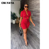 CM.YAYA INS Women's Set Short Sleeve Pocket Front Shirt and Pocket Side Shorts Suit 2023 Cargo Two 2 Piece Set Outfit Tracksuits
