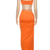 Nibber Sexy Women 2 Piece Set Bandage Ruched Square Collar Bra+Skinny Long Skirts 2025 Summer Vacation Beach Party Trend Suits