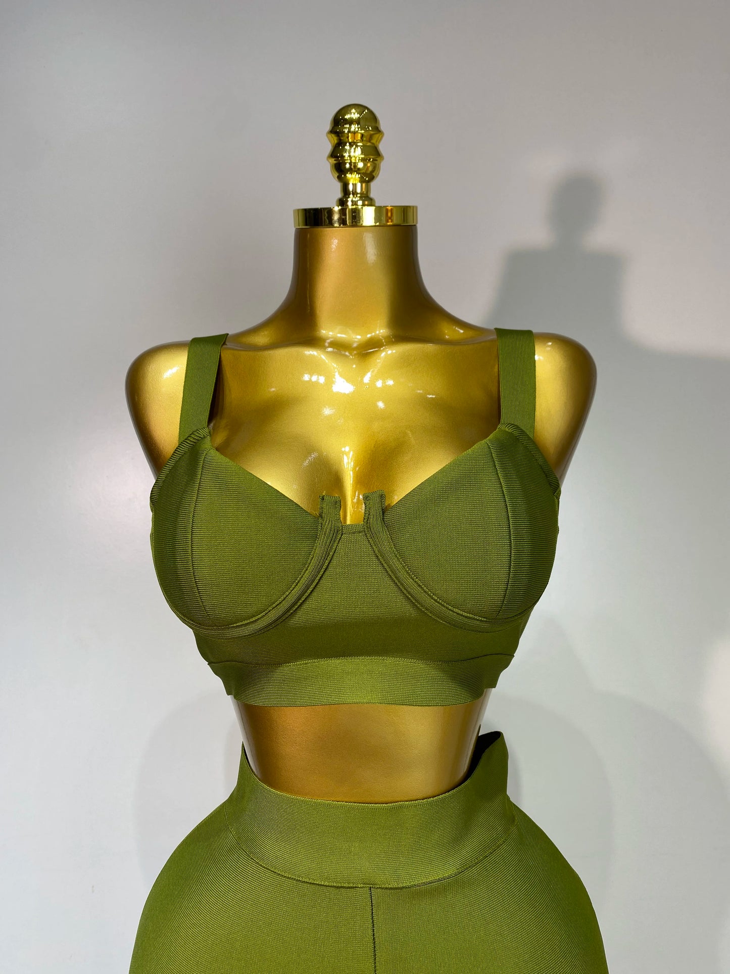 Damen Sexy Bandage Crop Top Hosen-Set Abendparty Club Luxus Geburtstag High Street Mode Elegant Luxus Geburtstags-Outfit