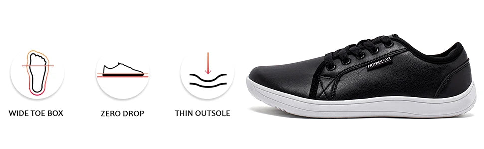HOBIBEAR Minimalistische Schuhe für Herren und Damen, weite Zehenbox, Barfuß-Schuhe, Zero Drop, Freizeit-Sneaker aus Kunstleder, leichte Walking-Sneaker