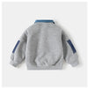 Spring Children Clothes Sweatshirt for Boys Denim Collar Fleece Pullover with Patch Pocket Casual Kids Top Long Sleeve T-shirt